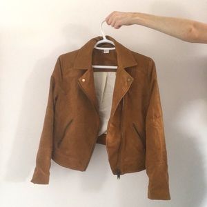Tan suede moto jacket